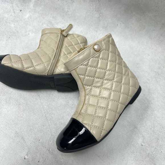 Luxelim sz 27 Sorellina black beige / quilted leather Boots  toddler girl - Picture 8 of 10